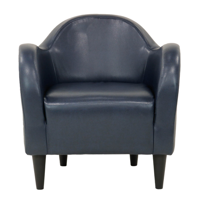 Fauteuil demi-tonneau l 30,5 po Tangier, Similicuir bleu