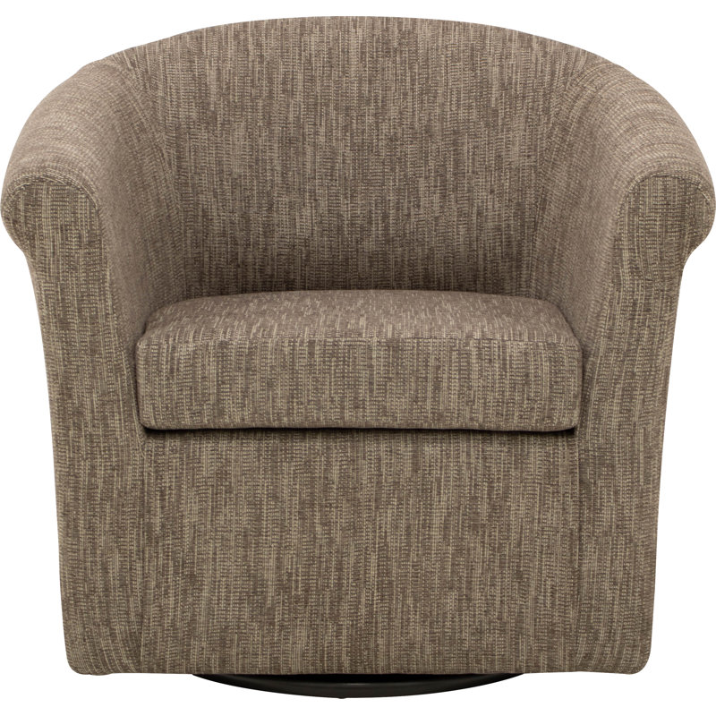 Anstett Upholstered Swivel Barrel Chair, Hapden Mocha 100% Polyester