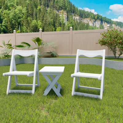 Foldable Hips Table And Chair In White, 2 Chairs For Outdoor Gathering Spaces Furniture , Rectangular Included