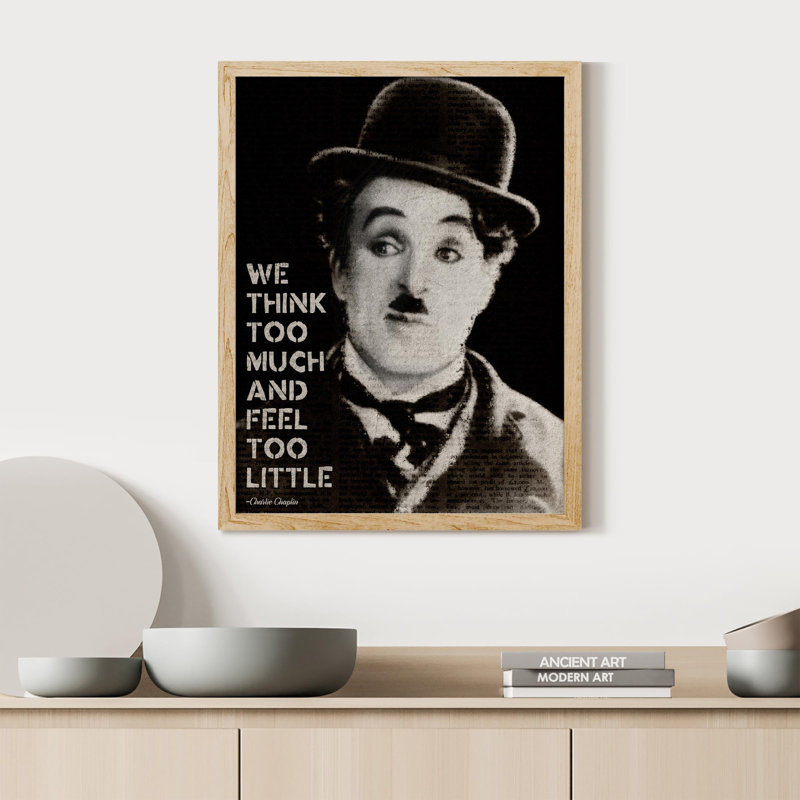 «We Think Too lot and Feel Too Little Wall Art Graffiti mots décoration murale citations inspirantes» sur papier, Naturel