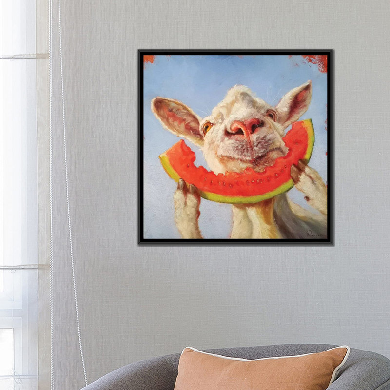 « summer treat », art sur toile, Toile encadrée noire, H 5 po x l 18 po x P 18 po, Pas de tapis