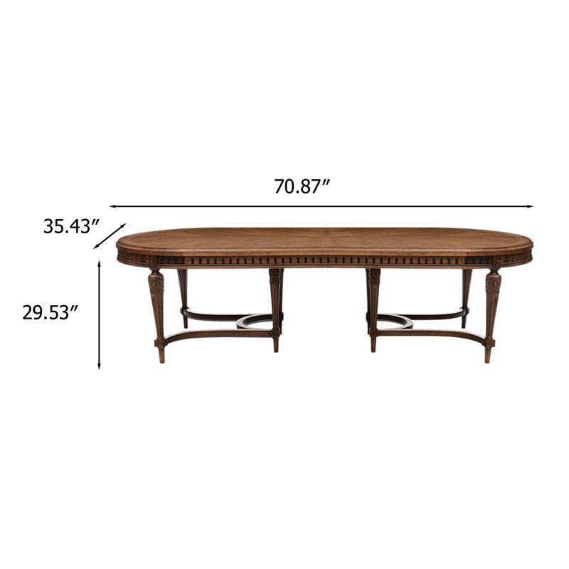 Table de salle à manger 70,87 po French Vintage, 29.92" H x 70.87" W x 35.43" D