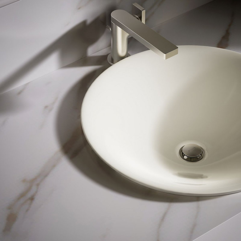 Carillon Circular Vessel Bathroom Sink, Biscuit