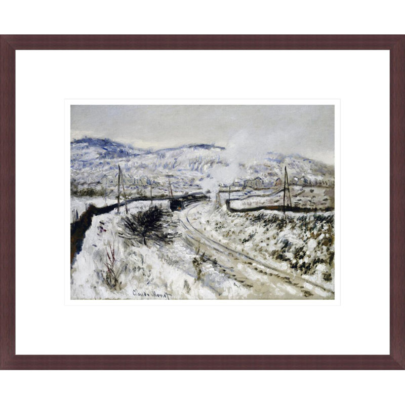 «Train In The Snow at Argenteuil» par Claude Monet, impression giclée encadrée, H 13,75 po x l 16,59 po