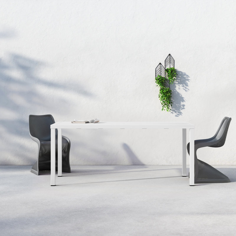 Ottie Rectangular Metal Outdoor Dining Table , 71'' in. W 35'' in. D, White