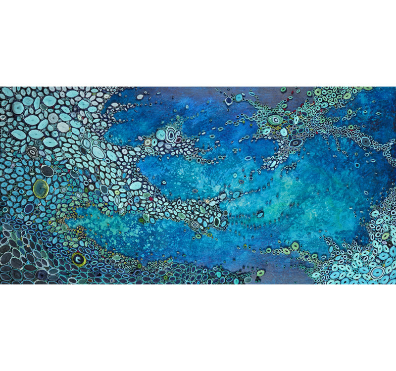 " Atlantic Abyss " Acrylic Painting, 12" H x 24" W