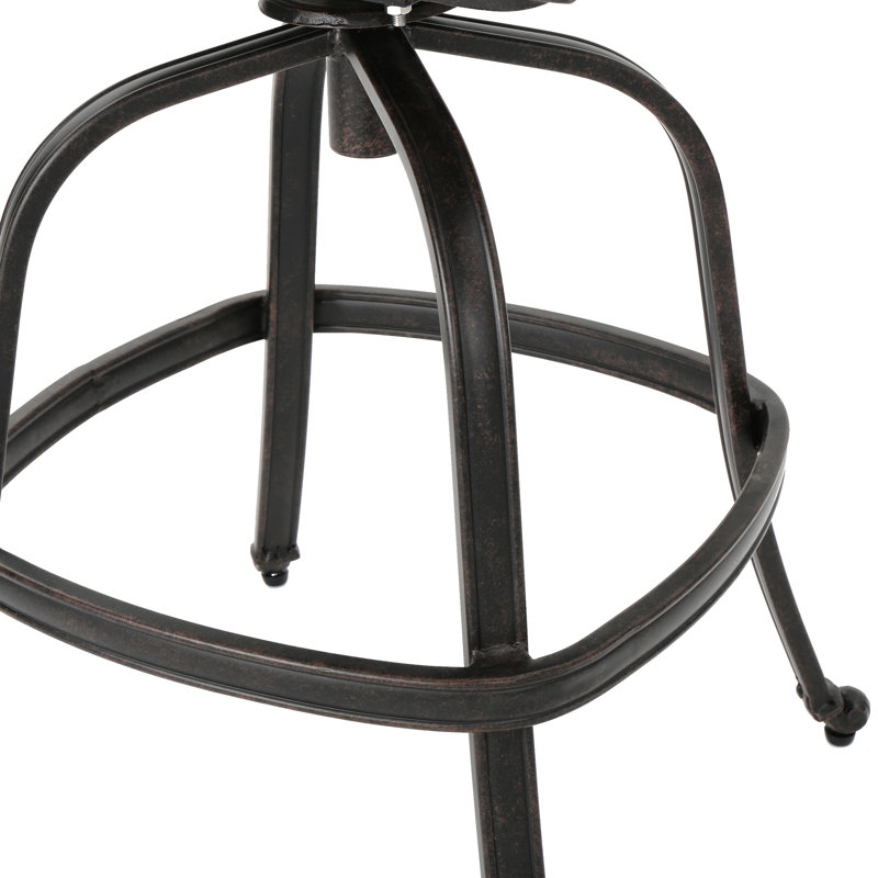 Chaise de bar pivotante en aluminium coulé cuivré avec accoudoirs ornés de volutes de l 21,6 po x P 25,5 po et de H 48,81 po