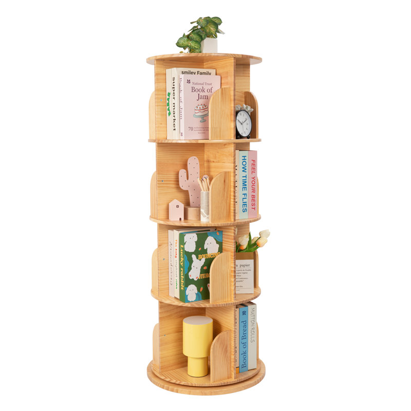 Solid Wood Rotating Bookshelf With Great Texture