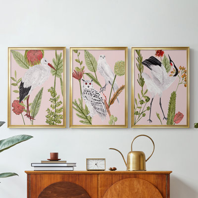 Birds in Motion IV - Toile tendue avec châssis sur mesure - 3 pièces