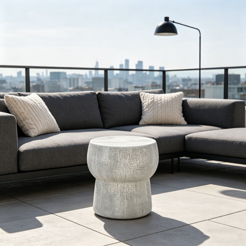Table basse d'extérieur en tonneau moderne Modern, Gris clair