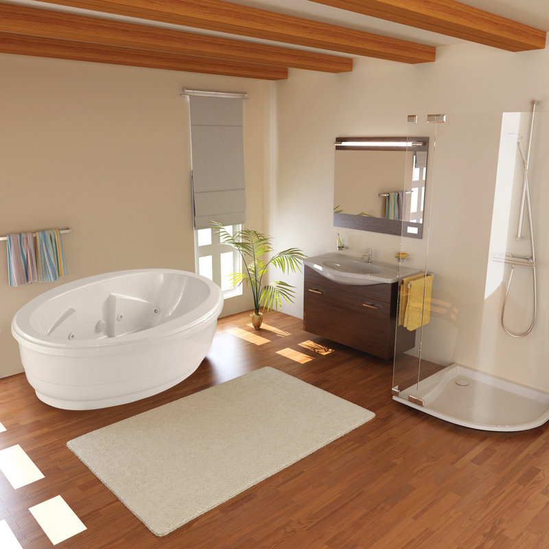 Nina 72'' L Freestanding Air Bathtub, Bone, Polished Chrome