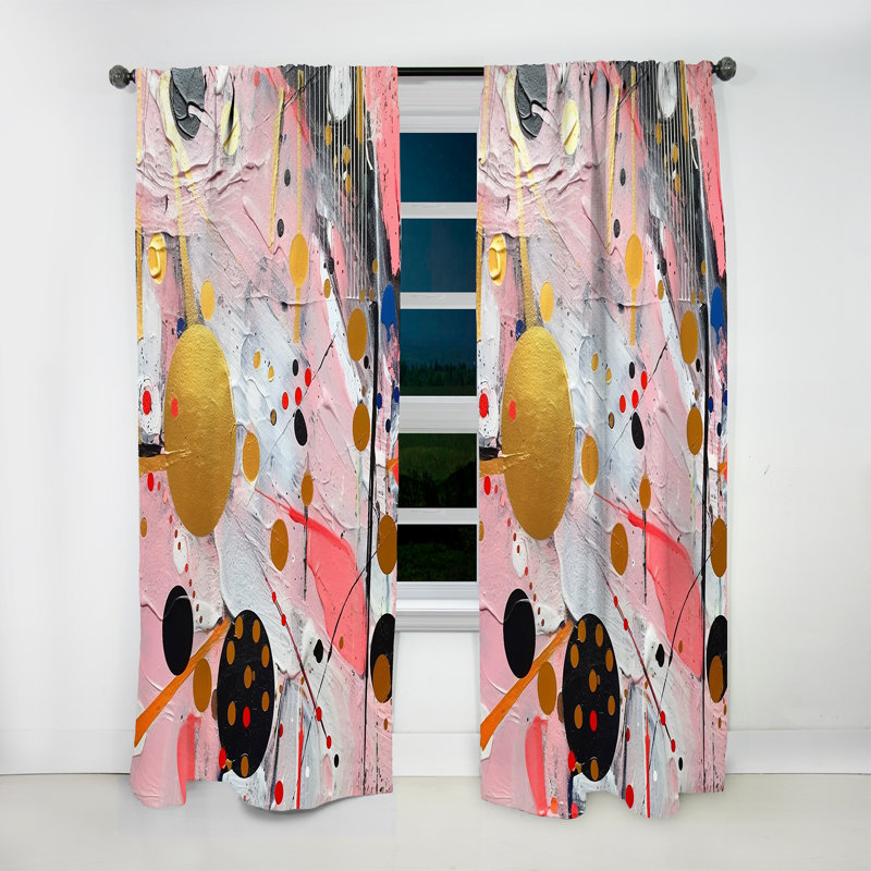 Rideau en velours moderne rose et gris II - obscurcissant - 1 panneau, L 52 po x L 63 po