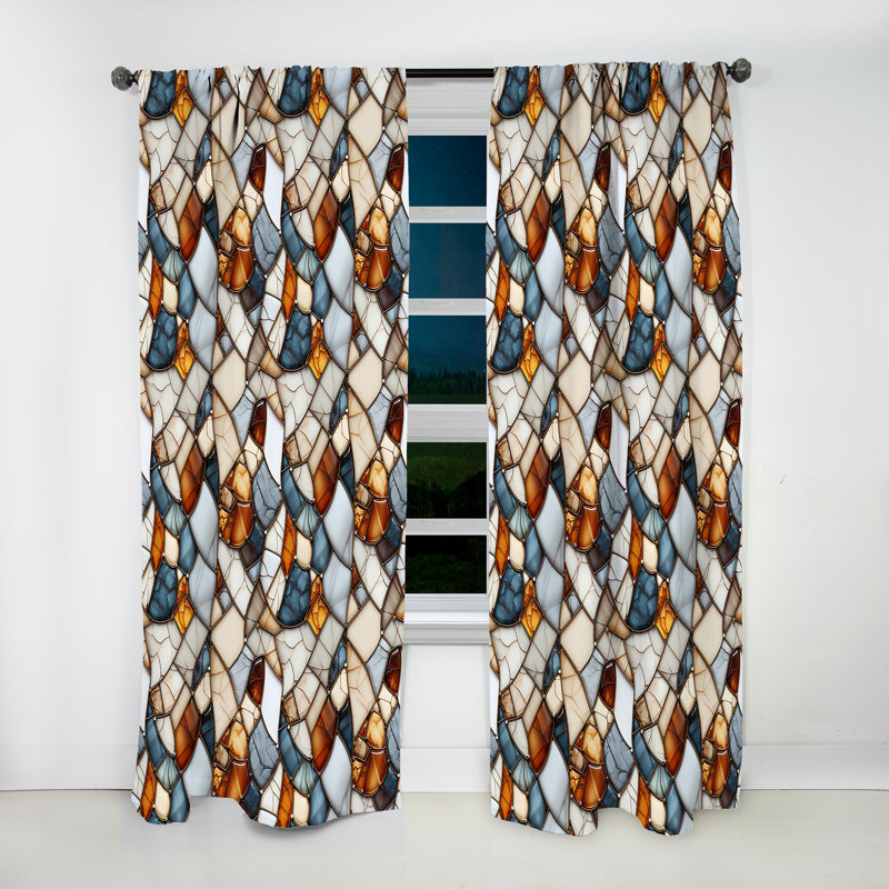 Earth Tones Marble Mosaic Elegance - Rideau en marbre abstrait - Velours obscurcissant - 1 panneau, L 52 po x L 84 po