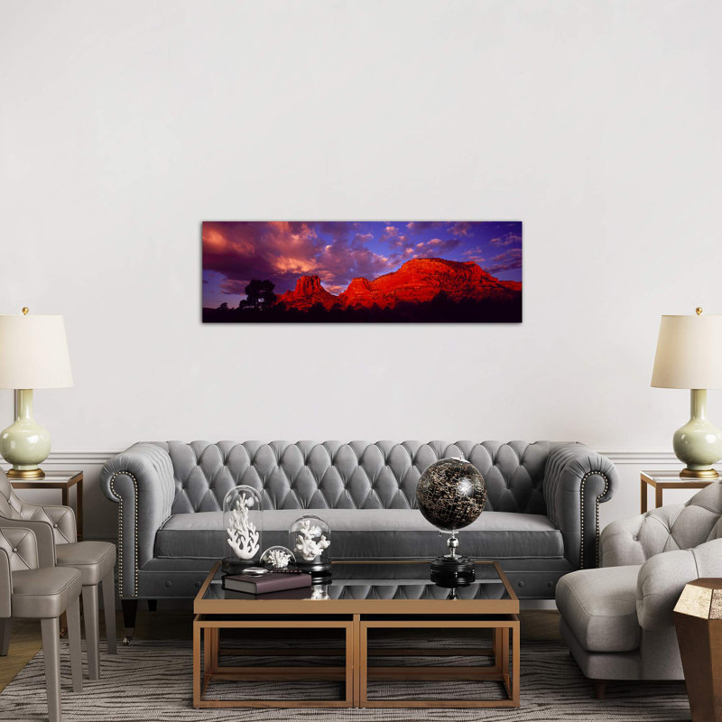 Rocks At Sunset Sedona AZ USA - Wrapped Canvas Panoramic Print, 30.48 cm H x 91.44 cm W x 1.91 cm D