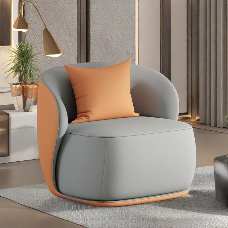 Canapé lumineux de style luxueux, Similicuir gris / orange