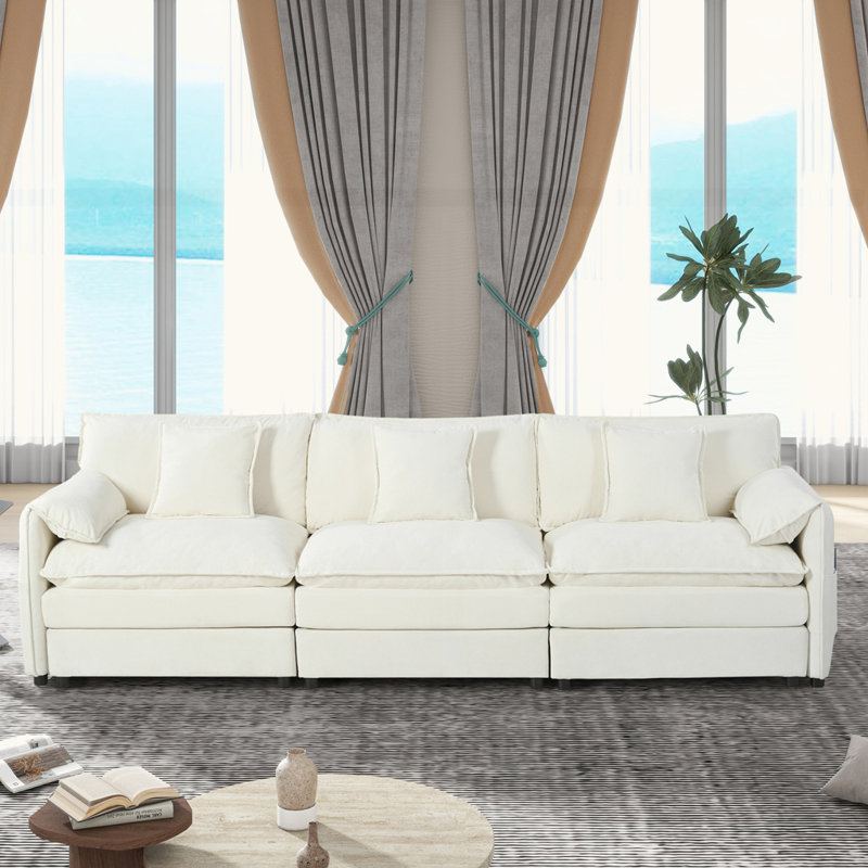 Canapé modulaire surdimensionné à 3 sièges profonds, Beige