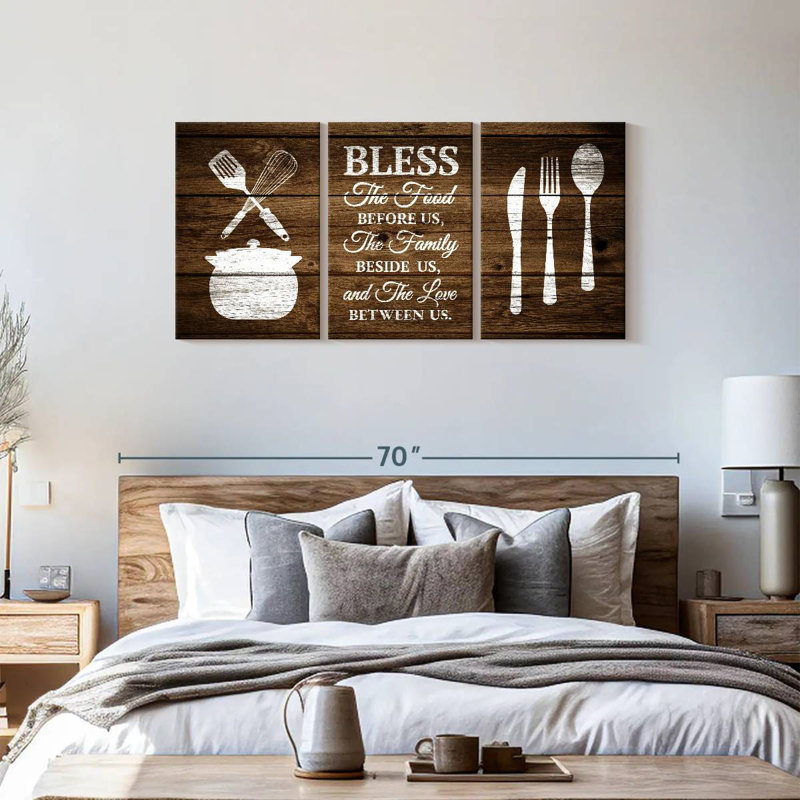 «Bless The Food Sign», reproduction sur toile, H 27 po x l 56 po x P 1,25 po