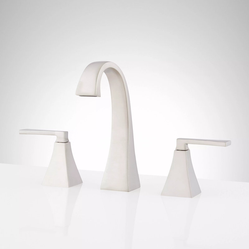 Vilamonte 1.2 GPM Widespread Bathroom Faucet with Metal Lever Handles and Pop-Up Drain Assembly, Brushed Nickel