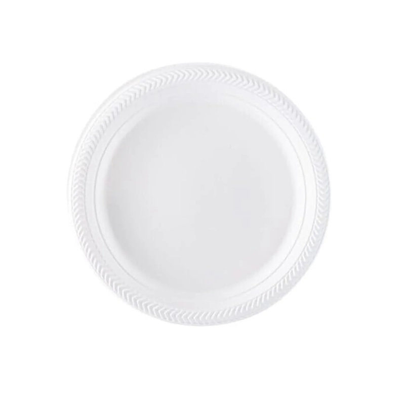 Disposable Plastic Serving Round Plates 7" White