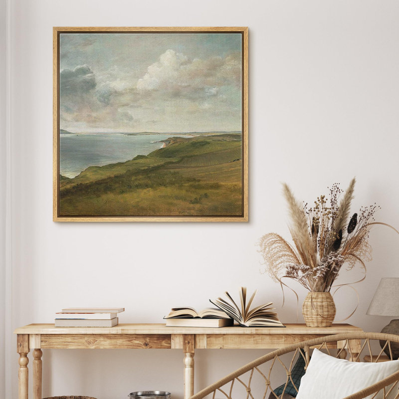 " Coastal Cliffs Overlook Serene ", Natural  Canvas, 16" H x 16" W