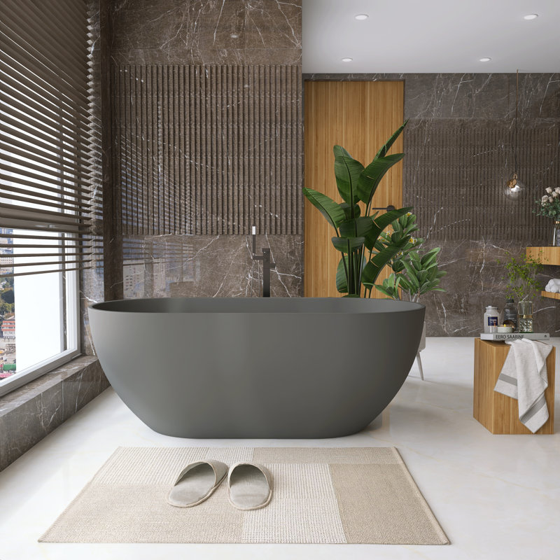 59 po X 30 po Baignoire de trempage autoportante en résine Stone Stone