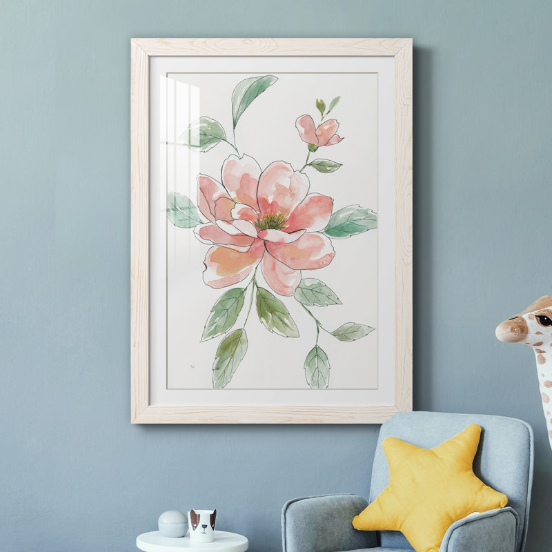 Peony Contour - Peinture encadrée, H 37,5 po x l 27,5 po x P 1,5 po, Blanc