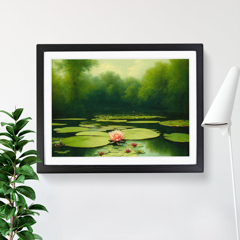 Special Water Lily Pond - Framed Print, 34cm H x 46cm W, Black Frame