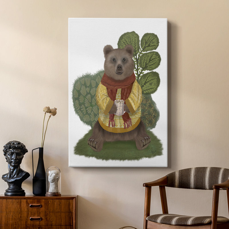 Ours chocolat chaud - galerie Cavas sur mesure, H 27 po x l 18 po