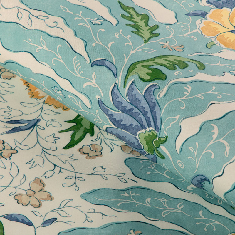 La Menagerie Riviere Print 100% Cotton Fabric, Aqua