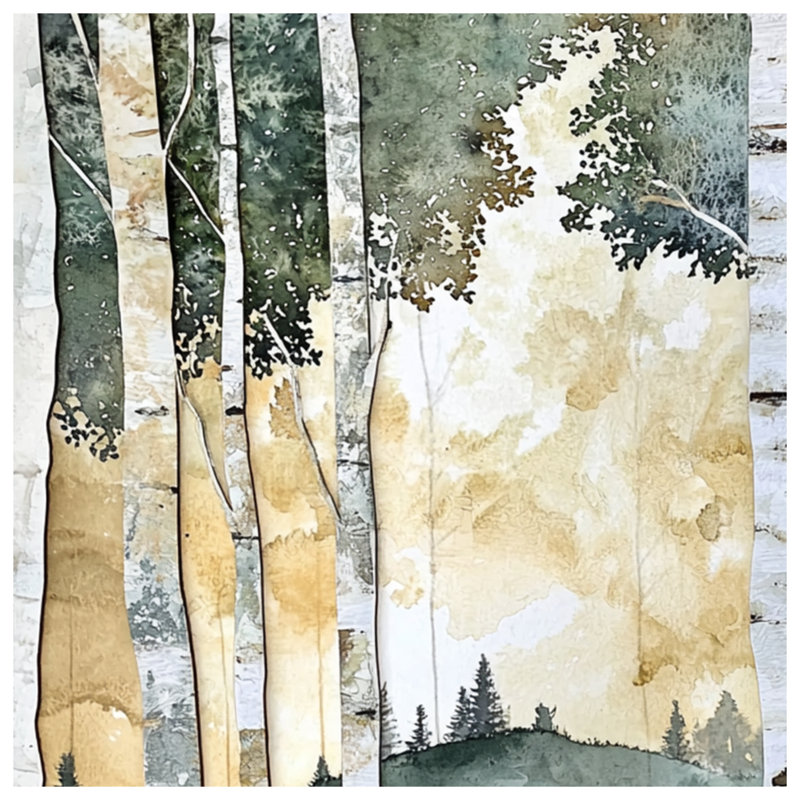 Birch Tree Forest Landscape Blankets, 50in W x 60in H