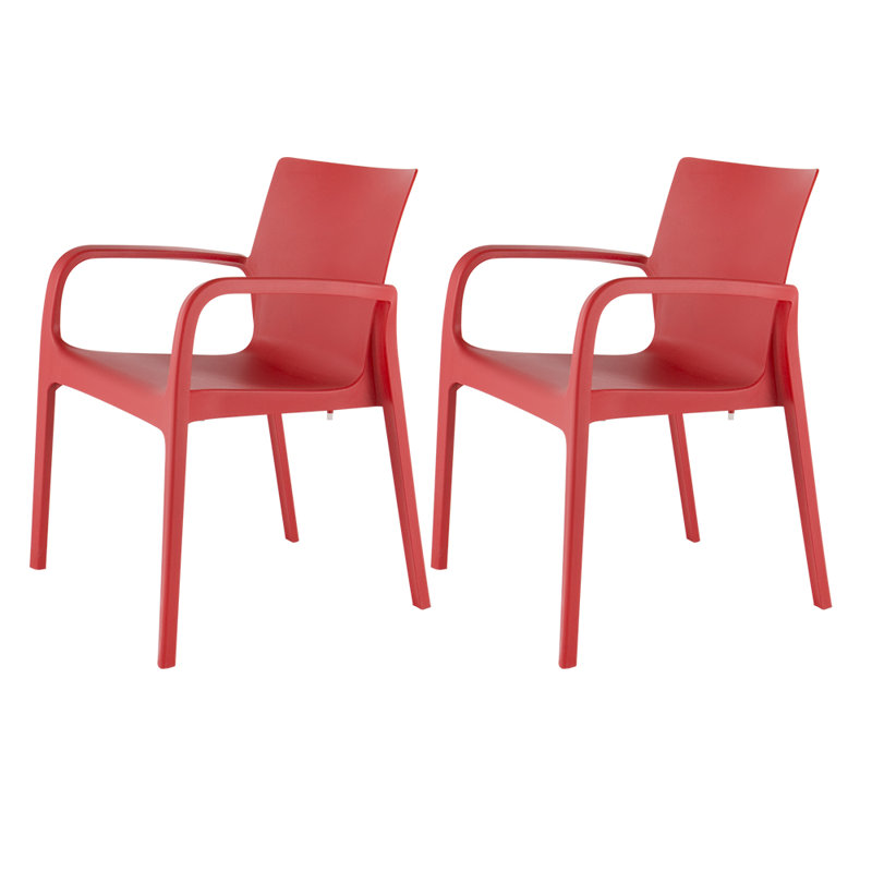 Alissa Resin Stacking Patio Dining Armchair, Red