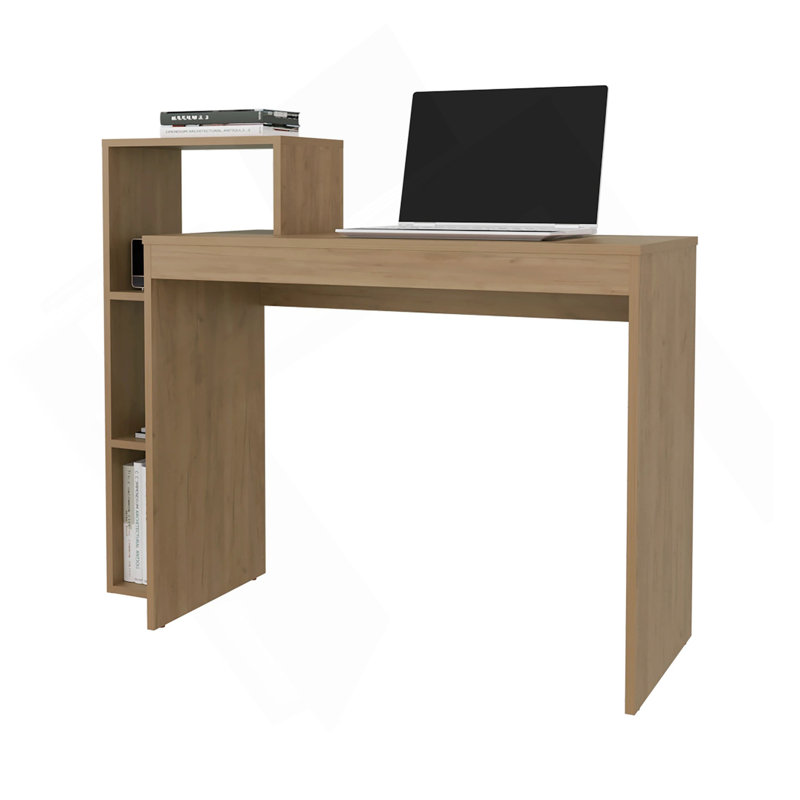 Natural Oak Computer Desk With Open Storage