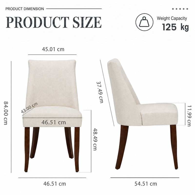 Parsons Upholstered Dining Chair Solid Wood Side Chair - Comfort & Style for Modern Homes, 46.5 x 54.5 x 84 cm, Beige