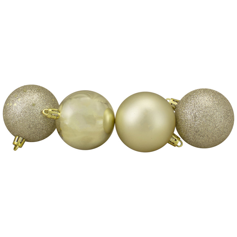 Champagne Gold Shatterproof Glitter Christmas Ball Ornaments Set