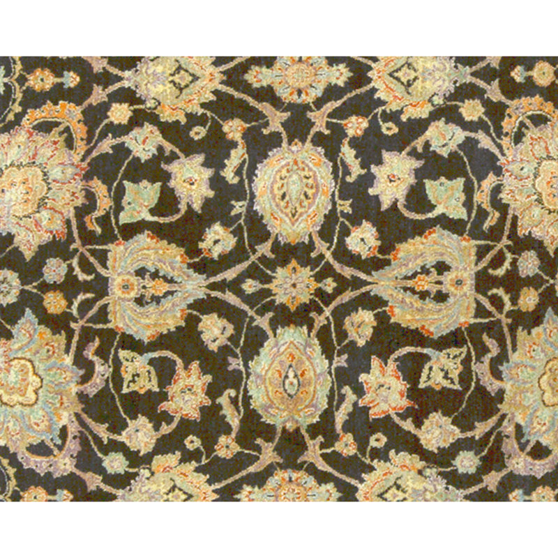 High-Quality Hand-Knotted Black And Gold Area Rug