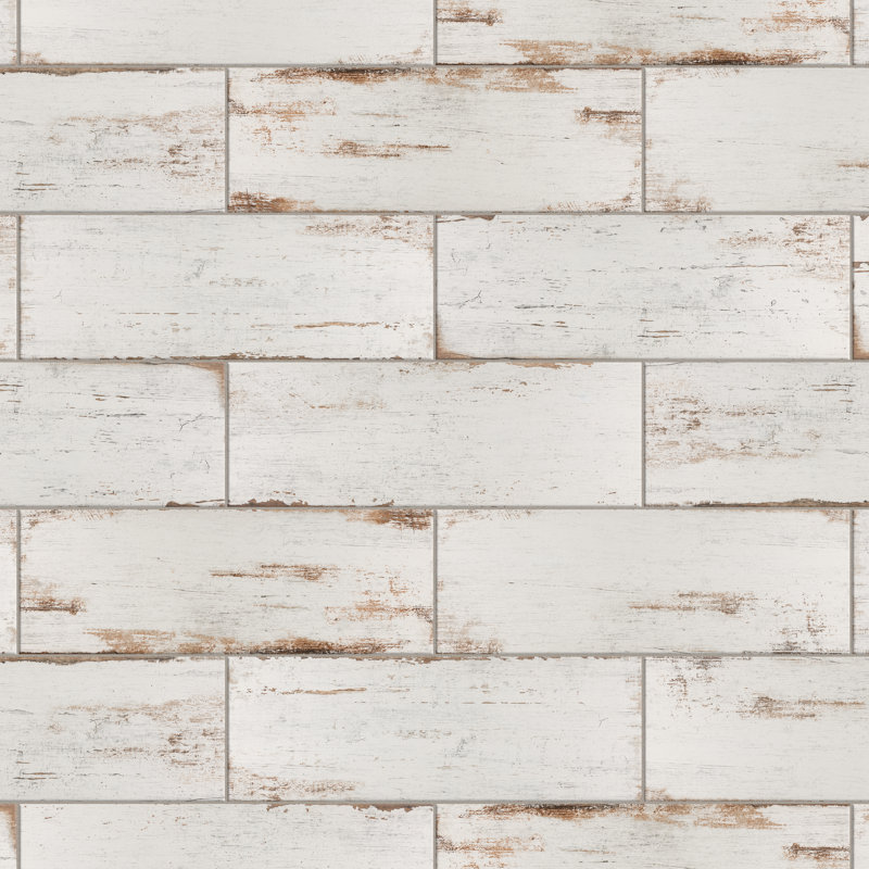 Retro 8" x 24" Porcelain Wood Look Wall & Floor Tile, White