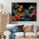Fleurs roses et bleues de la jungle tropicale - Art mural jungle