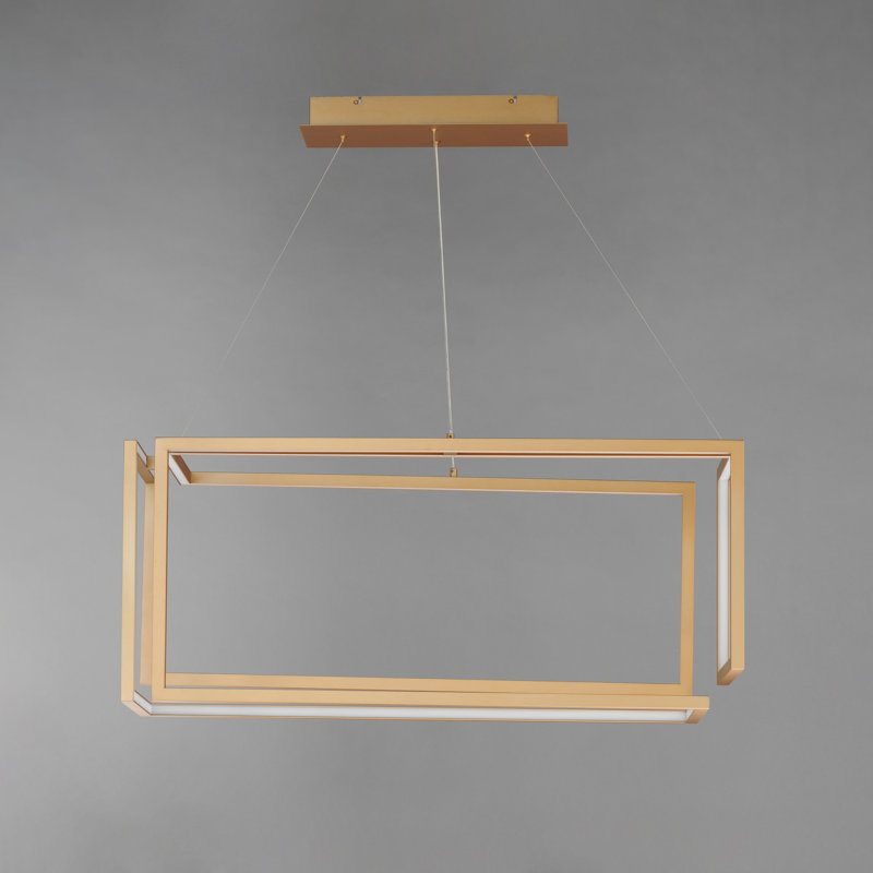 Joquin 1 - Light Gold LED Square/Rectangle Pendant, Gold