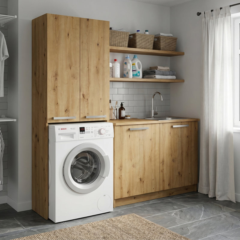 Nadina Solid Wood Laundry Room Organiser, Artisan