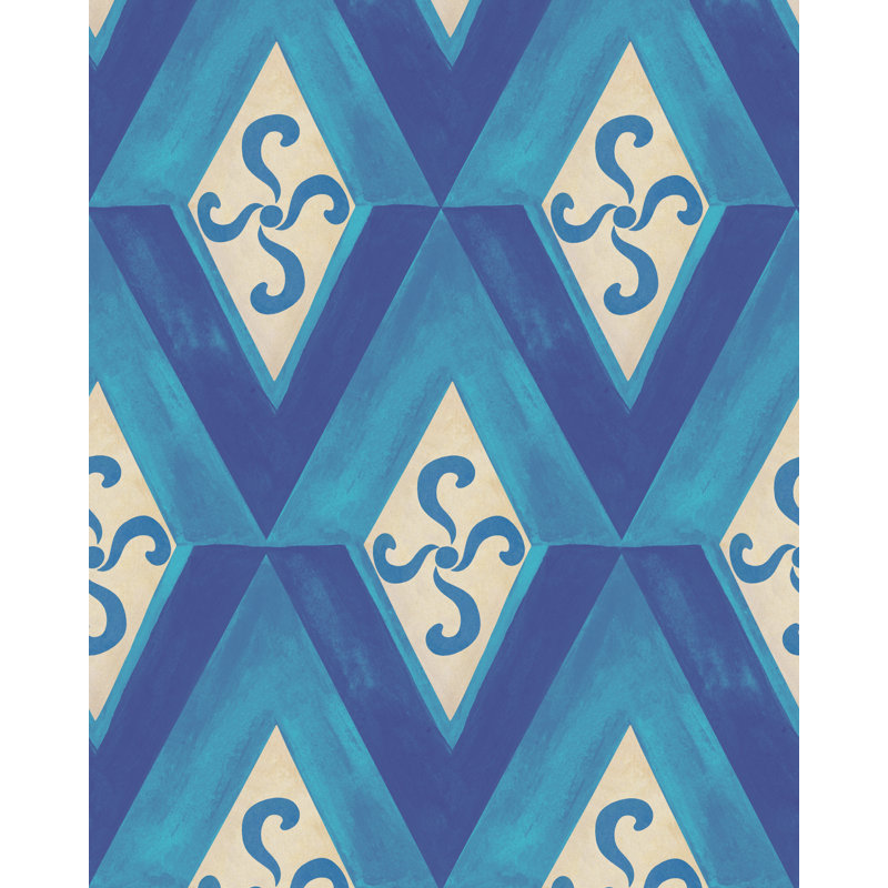LA DOLCE VITA Wallpaper Roll, Blue/Taupe