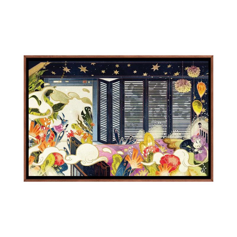 Dream Security Door by Sija Hong - Painting on Canvas, 66.04 cm H x 45.72 cm W, Classic Brown Wood Framed