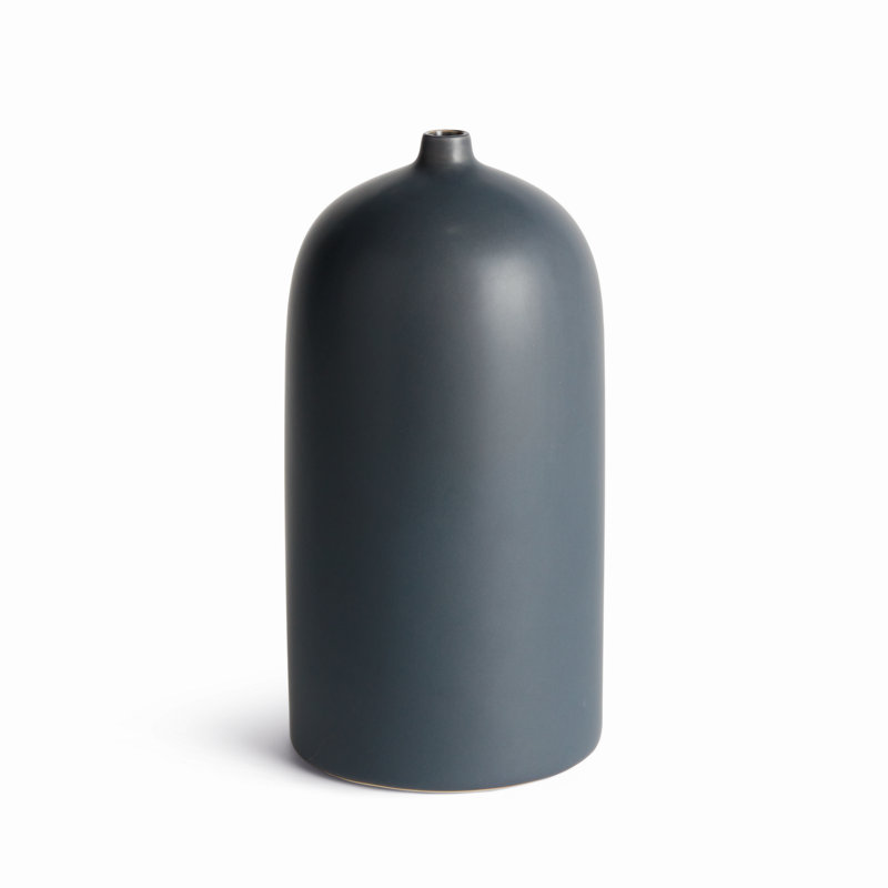 Ceramic Matte Navy Vase Medium, 12.5" H x 6.25" W x 6.25" D