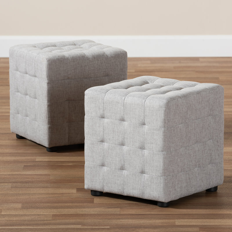 Gelene Upholstered Ottoman, Grayish Beige
