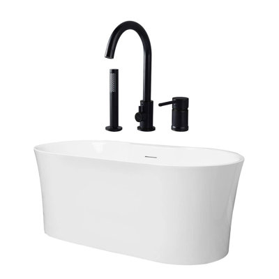 Una 67'' x 31.5'' Freestanding Air Porcelain Bathtub with Faucet