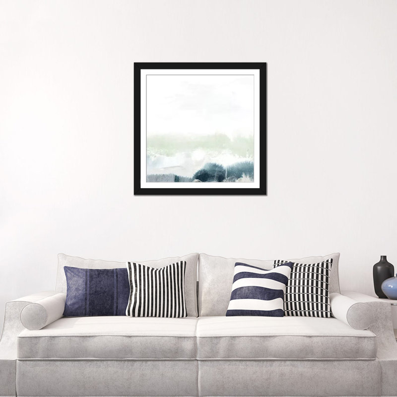 «Seafoam Horizon II», reproduction sur toile, H 24 po x l 24 po x P 1 po, Papier avec cadre noir, Blanc