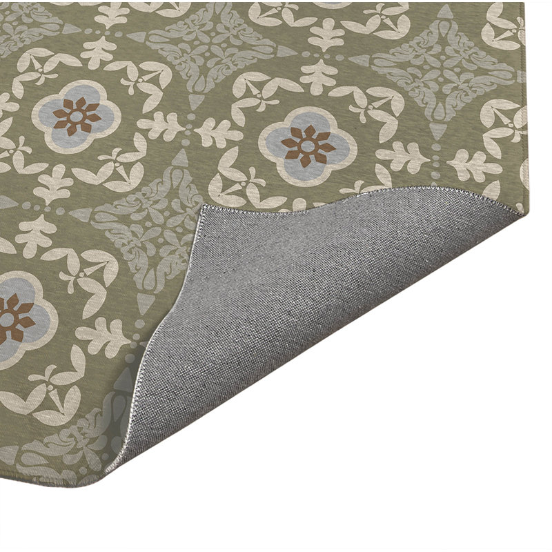 Edan Decorative Non-Slip Outdoor Are Rug, Rectangle 3' x 5', Green