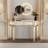 47" Half-Moon Mirrored Console Table With Fluted Glass & Crystal Knob Drawer-842936831