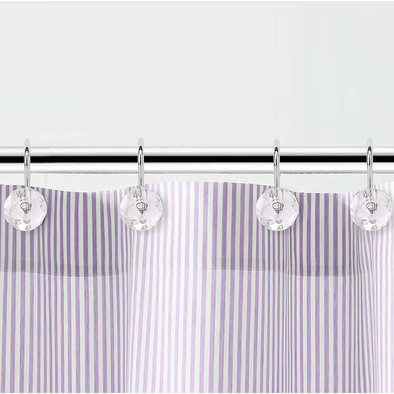 Ensemble de 12 pièces - 12 pièces anneaux de rideaux de douche sphériques transparents antirouille