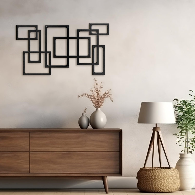 Décoration murale en métal, H 9 po x l 18 po x P 0,05 po, Noir