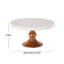 Mango Wood Decorative White Cake Stand with Wood Base